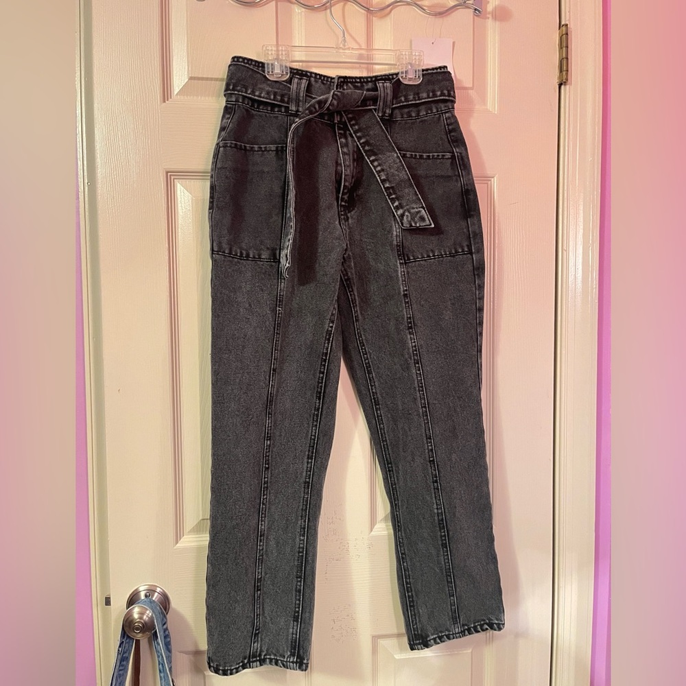 Forever 21 Black High-Waisted Jeans with Tie